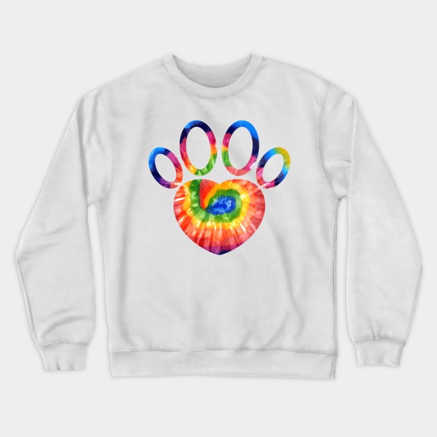 Dog Paw Tie Dye Cat Paw Print Animal Lover Birthday Tee Gift Crewneck Sweatshirt by kaza191